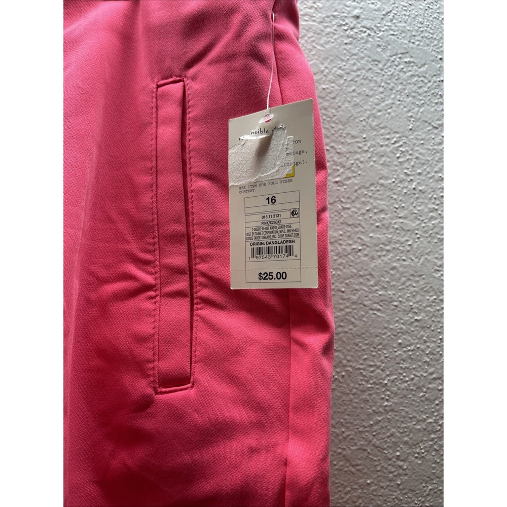 A New Day Women Dress Shorts Midi Pleated Pockets Stretch Hot Pink  NEW SIZE  16 - Picture 2 of 4